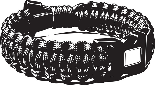 Stylish paracord bracelet with metal buckle isolated on white background