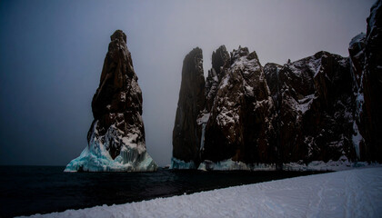 arctic tones with glacier teal, polar white, and frosted grey arranged