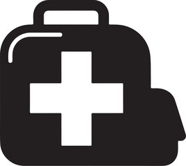 Fototapeta premium Minimalist medical kit icon with white cross isolated on white background