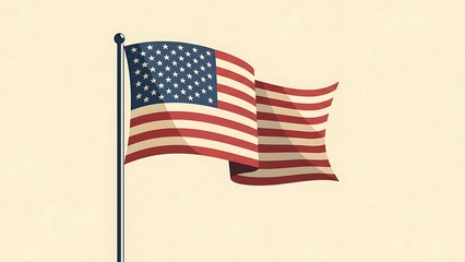 Fototapeta premium American flag waving on a pole