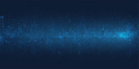Obraz premium An abstract blue binary code background features futuristic digital rays and tech waves in a dark vector design for a professional business wallpaper