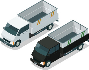 Small garbage pickup truck illustration © kabutlazuardi
