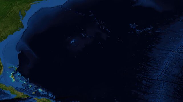 Satellite Map Zoom Animation From World View To Hamilton Bermuda