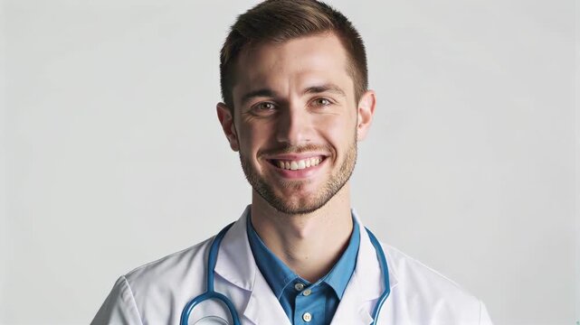 Positive smiling image of foreign male doctors