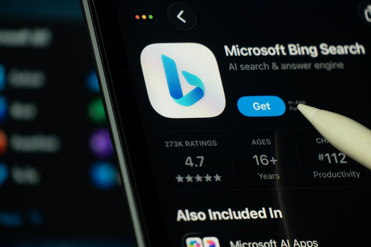 Dhaka, Bangladesh- 24 Oct 2025: A iPad screen displaying the Microsoft Bing app on App store.
