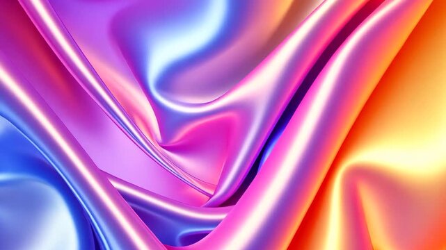 Colorful flowing satin abstract fabric loop
