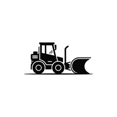 Fototapeta premium Black and white tractor with a front loader attachment