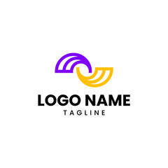 Fototapeta premium Abstract Interlocking Arcs Logo Concept Purple and Gold