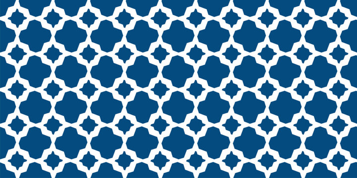 Silhouette pattern of white lattice on blue background geometric moroccan trellis design abstract seamless texture