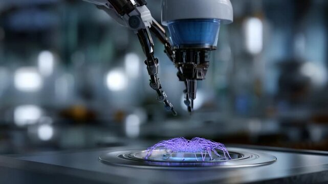 An Advanced Robotic Arm Generating Intricate Electrical Patterns with Precision in a High-Tech Laboratory Setting, Showcasing the Future of Automation and Technology.