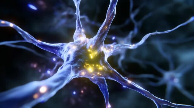 Captivating Neural Connections: A Close-Up Exploration of Neurons and Their Intricate Signaling Mechanisms in a Vivid Digital Visualization