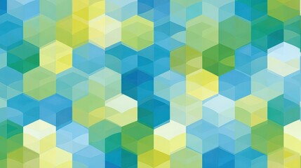 Obraz premium Abstract Geometric Hexagon Pattern in Blue Yellow and Green with Pixelated Texture
