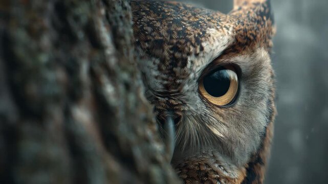 Close-up owl eye with sharp detail