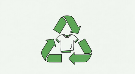 Obraz premium Green recycling symbol with a white t shirt inside representing eco friendly fashion and sustainable clothing practices