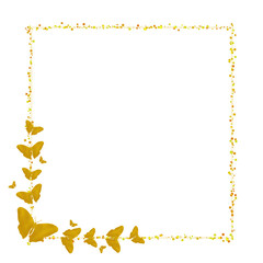Obraz premium Luxury double gold square frame with butterfly corner details. Perfect for wedding graphics, elegant layouts, premium branding, and romantic compositions.