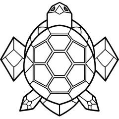 Obraz premium Turtle Alpona from a top view with geometric shell design, traditional art