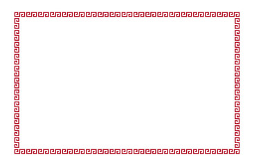 Fototapeta premium 中華雷紋フレーム 背景透過 中国風装飾枠 赤