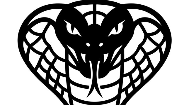Intense cobra head silhouette, striking and alert, ready to attack.