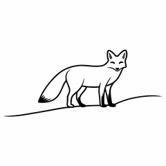Obraz premium Single Continuous Line Fox Icon: Minimal Line Art Vector Design