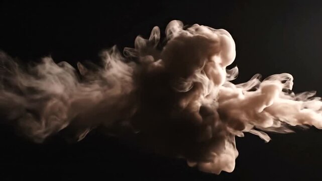 Smoke Clouds Against Dark Background.