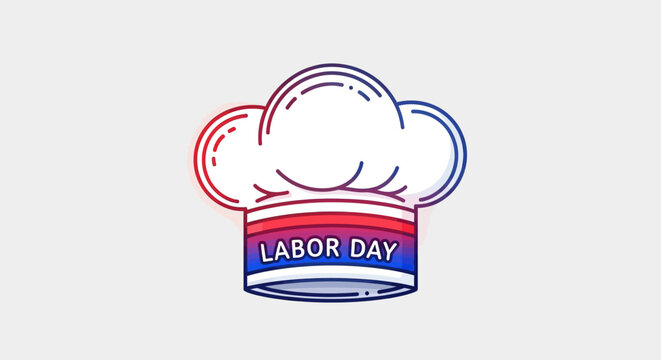 A festive chef's hat design for Labor Day celebration, featuring patriotic colors and a clear
