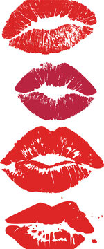 A vibrant red lips print isolated on white represents a romantic lipstick kiss and beauty symbol of passion, making it a perfect fashion makeup illustration for Valentine&rsquo;s Day desire