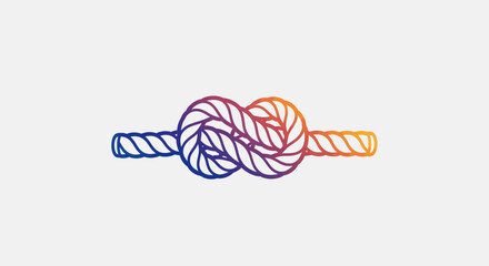 Stylized graphic of a rope knot with a vibrant gradient color transition representing unity and