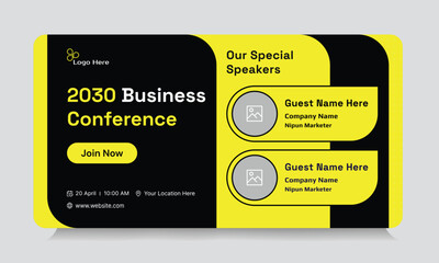 Digital business yearly conference digital webinar banner template design, online meeting banner design, talk show banner design, editable vector eps 10 file format
