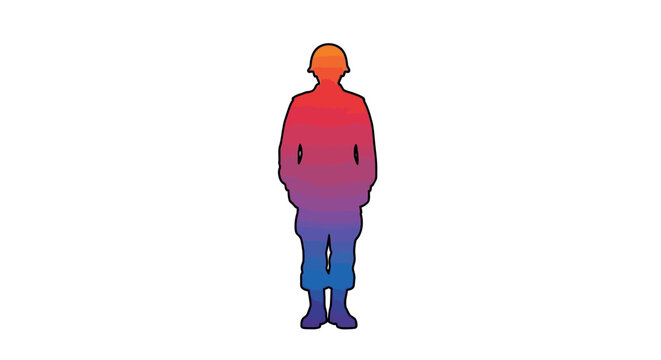 Colorful soldier silhouette vector graphic representing military service and national pride and