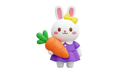 Cute 3D Bunny Holding a Carrot