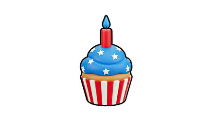 Patriotic Cupcake with Candle