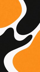 Abstract Black White Orange Organic Shapes
