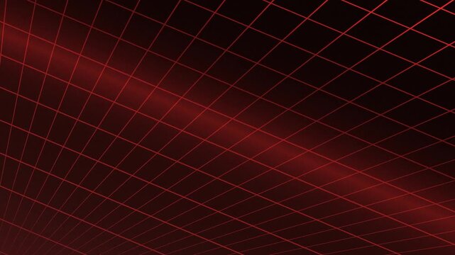 Abstract dark red grid pattern with glowing lines receding into the distance, creating a futuristic digital background.