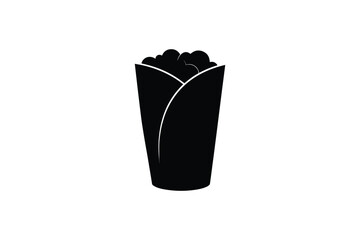 Black silhouette of burrito or wrap filled with ingredients, food icon