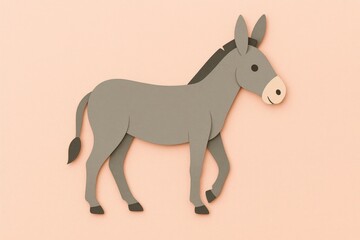 Fototapeta premium Cute Paper Cut Donkey Illustration