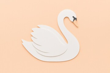 Fototapeta premium Minimal Paper Cut Swan Illustration