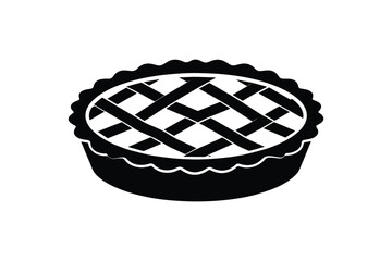 Lattice pie silhouette icon isolated on white background sweet pastry dessert bakery symbol food graphic art
