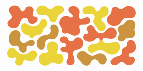 Abstract arrangement of organic amoeba like shapes in warm tones