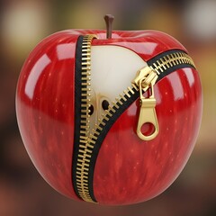 지퍼가 달린 사과