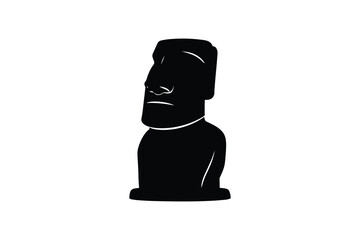 Moai statue silhouette from easter island isolated on white background landmark stone head monument sculpture