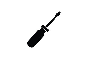 Screwdriver hand tool silhouette isolated on white background repair and construction equipment icon for work