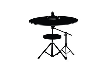 Silhouette black and white cymbal music instrument drum set accessories metal sound percussion equipment