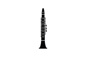 Classic black and white silhouette of a clarinet woodwind instrument music orchestra band