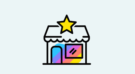 Obraz premium Vibrant star shop icon illustrating a premium store or featured business location design element