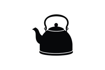 Kettle silhouette isolated on white background, simple and clean icon for cooking and kitchen needs