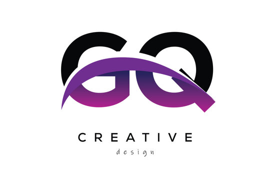 GQ Creative Abstract logo design featuring intertwined letters in gradient purple