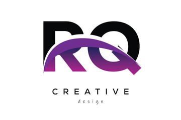 Obraz premium RQ Creative Abstract logo design featuring intertwined letters in gradient purple