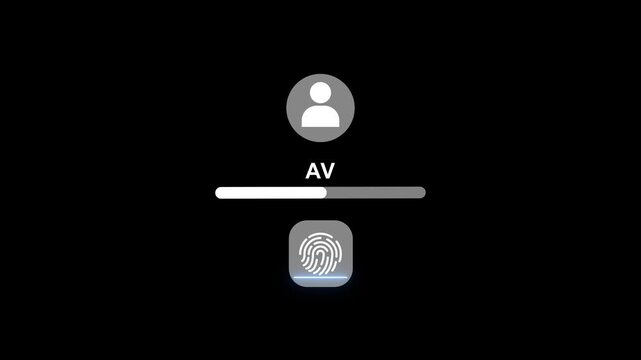 Touch I D fingerprint authentication on modern smartphone displaying user profile initials and avatar in sleek dark mode interface