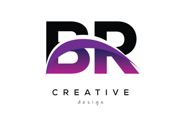 BR Creative Abstract logo design featuring intertwined letters in gradient purple