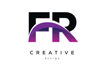 FR Creative Abstract logo design featuring intertwined letters in gradient purple